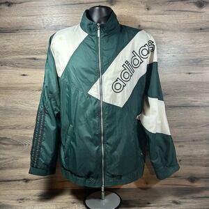 Vintage Adidas Windbreaker Jacket Size XL GREEN Colorblock stain Right Shoulder